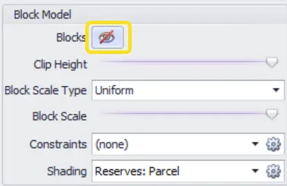 Blocks visibility control highlighted in Alastri’s Block Model panel.