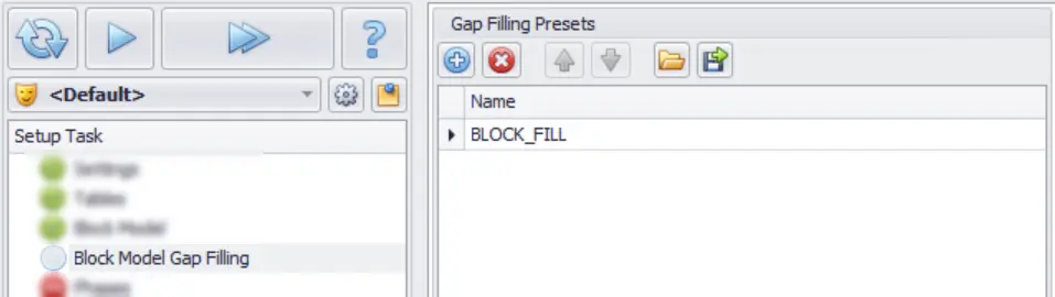 Alastri Block Model Gap Filling setup showing the BLOCK_FILL preset.